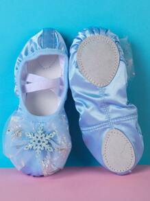 Children's Cute Princess Snowflake Indoor Soft Bottom Ballet Dance Shoes, Full Elastic Soft Bottom Comfortable Non-Slip Elastic Band No-Tie Dance Shoes Yoga Shoes - Blue - View 4