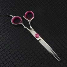 2pcs Professional Hair Cutting Scissors Set, Stainless Steel Home Hairdressing Scissors, Pink, Hairstyling Tools, Salon Beauty Travel Essentials - Pink - View 3