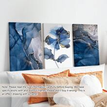 3pcs/Set Canvas Paintings And Posters,Modern Blue Floral Abstract Art Decor,Home Decor,Wall Art,Room Decor,HD Prints,Ideal Gifts,Living Room,Bedroom,Dining Room,Office Decorative Art,Posters,Wall Art,Room Decoration Stuff,Modern,Botanical(Optional) Frame)