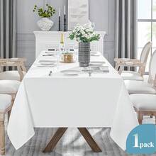 1 Stück weiße Einweg-Kunststoff-Tischdecke, geeignet für Geburtstagsfeiern, Hochzeiten, Feiertags-Esszimmerdekoration, rechteckige Tischdecke, Esszimmer Dekorationszubehör - Weiss - Übersicht 5