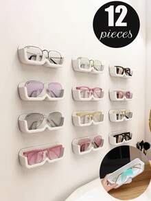 12 peças/10 peças/4 peças/3 peças/2 peças/1 peça de material plástico rígido sem furos, suporte para óculos de sol, caixa de armazenamento, estojo para óculos de sol, acessórios de exibição, adequado para colocar no quarto, sala de estar, banheiro ou escritório - multicolorido - Ver 1