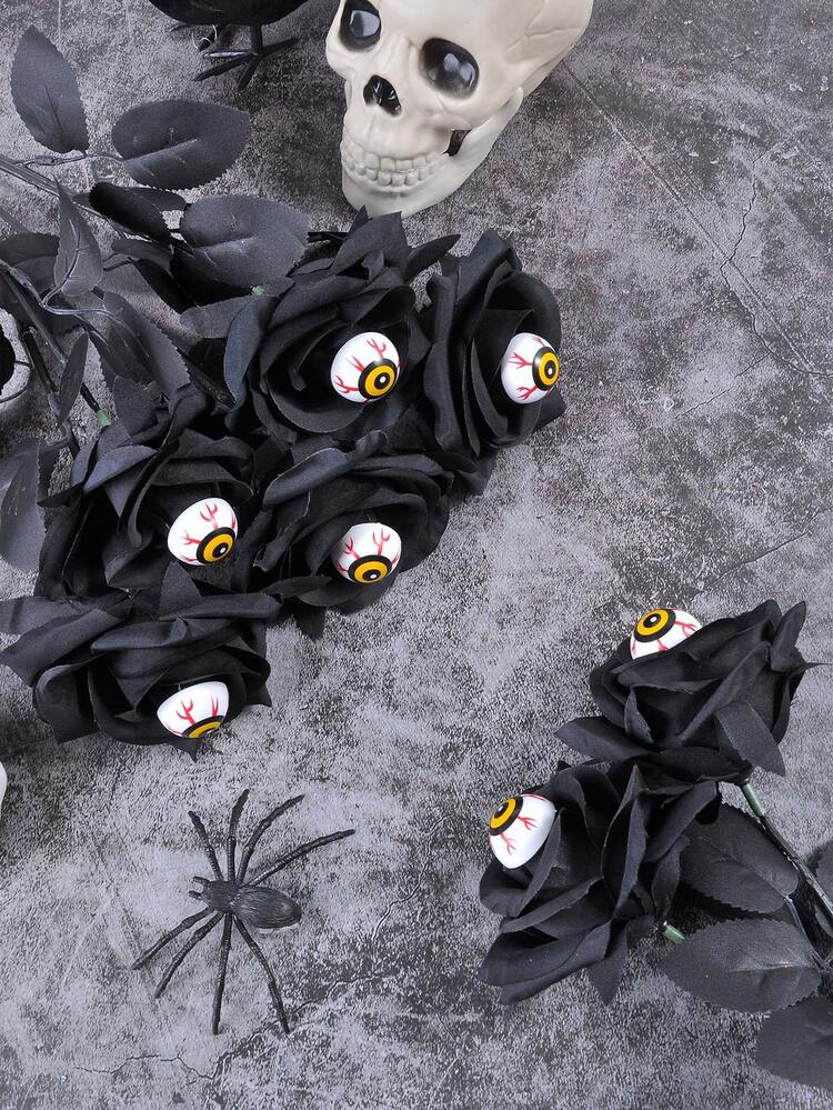 1PC/4PCS/6PCS Halloween Eye Flower Artificial Silk Rose With Eye Eye Fake Rose Artificial Flower Bouquet For Halloween Party Home Decoration,Halloween Decor Halloween Decor Fall Decor Room Decor - View 5