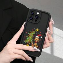 [Teléfono] Un teléfono móvil con... Un diseño de perro y árbol de dibujos animados, con textura de escalera y un acabado mate avanzado. Es popular, proporciona un agarre cómodo y es compatible con los modelos 16, 15, 14, 13, 12, 11, X, XR, XS, 8, SE, Plus y Pro. Es un excelente regalo tanto para hombres como para mujeres. - Negro - Ver 2