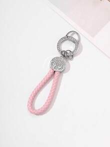 1pc Rhinestone Leather Keychain, Deer Horn Design Meaning "With You All The Way", Available In Black, Dark Brown, Blue, Light Brown, Pink, Rotatable Silver Head, Zinc Alloy Material, Minimalist, High-End, Suitable As Small For Friends And Family Halloween Accessories Teachers Day Christmas Gift Ideas Bag Accessories Lanyards With Id Holder Car Accessories Bag Charms