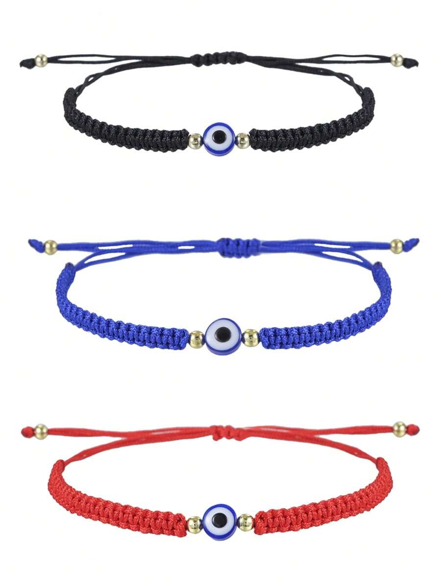 1 件手工编织邪眼手链，可调节友谊手链，适合男孩、女孩、日常佩戴或作为礼物