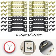 50 طقم / 150 قطعة خطاف إطار صغير مسنن مع 50 قطعة خطاف، 100 برغي، سهل الاستخدام مع البراغي لتعليق الصور والساعات واللوحات والأعمال الفنية والإطارات - متعدد الألوان - مشاهدة 10