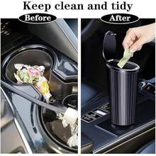 Car Trash Can, Mini Trash Can With Lid, Storage Box, Storage Box, Car Trash Bin, Trash Can, Car Accessories For Interior, Leakproof Small Trash Cup For Home With Additional And 30pcs Trash Bags Black