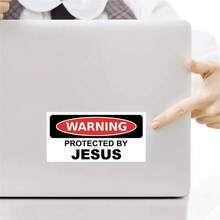 1PC 5Inch Waterproof Outdoor PVC Removable Sticker, Jesus Protected Warning Sign Decal For Truck SUV Car Laptop Bumper Wall Skateboard Motorcycle Fridge - Faith Based Humorous Christian Vinyl Sticker - Inspirational God Bless Art For Believers - Multicolor - View 9