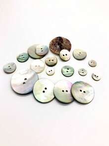 60pcs Premium Natural Mother-Of-Faux Pearl Shell Buttons (2-Hole Circular), Classic Style Shell Buttons For Sweater& Coat, Knitwear & Shirt Buttons For Fashion, Vintage Style& Ocean-Inspired Luxury Shell Buttons, DIY Craft Button Accessories - White - View 3