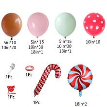 136/138 piezas Juego de Globos Navideños, Guirnaldas de Arco de Globos Rojos y Marrones, Piruletas, Bastones de Caramelo, Feliz Navidad, Decoraciones de Fiesta de Año Nuevo e Invierno