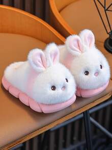 Children's Slippers 2025 Autumn/Winter New Style, Girls' Cute 3D Embroidery Soft Plush Indoor Home Slippers, Warm Thick Comfortable Sole