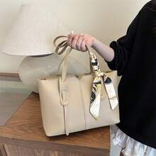 Nueva bolsa de hombro versátil de unicolor de lujo para mujer - Caqui - Ver 4