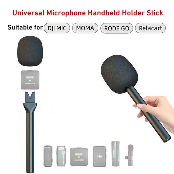 Wireless Microphone Handheld Stick,Interview Handheld Stick,Aluminum Alloy Handle,Suitable For Multiple Models Of Lavalier Microphones Interview Handle,Wireless Interview Microphone Adapter
