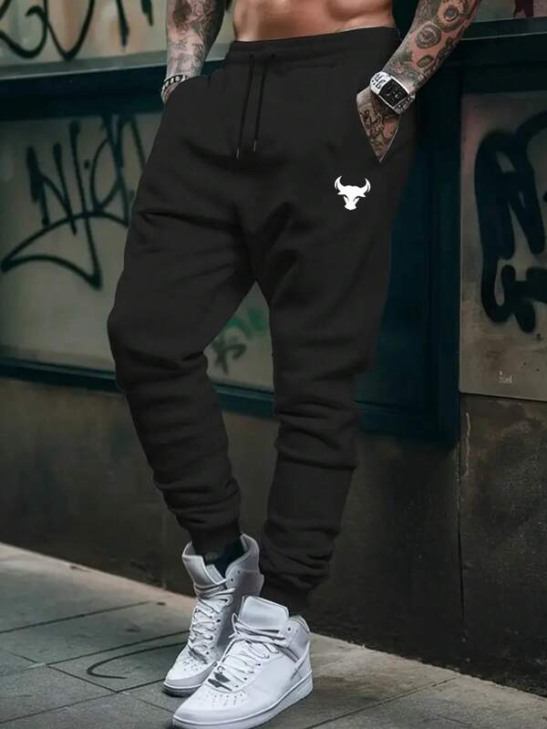 Herren Hose mit elastischem Bund und Kordelzug, dünne atmungsaktive Sporthose, modisch-lässig, Frühling/Herbst