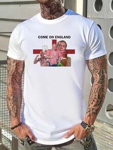 180g Pure Cotton Come On England Barry 63 Funny Meme T Shirt Comfortable Stylish Homme Casual Designer Clothes For Women Graphic Soft Fashion Slightly Summer Top For Everyday Wear Print Round Neck Short Sleeve Breathable Versatile Streetwear Stretched Unisex - White - View 2