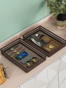 1 pieza Estantería de almacenamiento de llaves multifuncional para la entrada, estantería de almacenamiento de gabinete de zapatos para la entrada, caja de almacenamiento de máscaras, estantería de almacenamiento de joyas, mesa de centro de la sala de estar, mueble del pasillo, entrada, estantería de almacenamiento de cosméticos multifuncional de hierro con ganchos, estantería de baño simple, plato de exhibición de joyas de alta capacidad y creativo