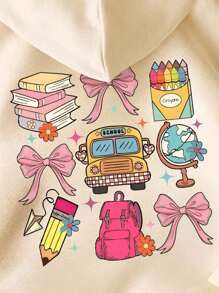 Kleine Mädchen Cartoon Muster Warmer Kapuzenpullover