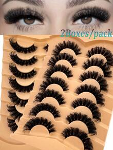 14Pairs/2boxes Of Luxurious Fluffy False Eyelashes - Thick, Wispy, 3D Volume, Reusable, Soft, Lightweight, Faux Mink Strip Lashes For Dramatic Eye Makeup Look, Natural Full False Eyelashes Volumized Eyelash Extension Travel Essentials Makeup Tools Strip Lashes,Lashes,Eyelashes,Fake Lashes