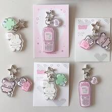 1 Lindo accesorio de llavero con diseño de teléfono móvil de dibujos animados con píxeles, conejo, ratón o trébol de cuatro hojas, accesorios de nicho japonés, ideas de regalo, llavero lindo, estilo japonés, accesorios detallados, sensación hecha a mano, dije de ratón, llavero de conejo, fans del anime, amantes de lo lindo 1, colgante japonés, colgante acrílico creativo - Adecuado para mochila de estudiante, regalo para amigos, regalo de maestro, adornos