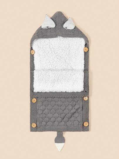 2-In-1 Knitted Fleece Warm Baby Swaddle Blanket