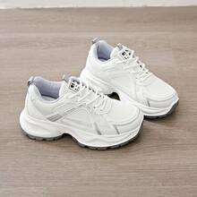 女士新款厚底运动鞋，轻便休闲鞋，小白鞋，网球鞋，百搭跑鞋，可爱时尚轻便厚底运动鞋 - 灰色 - 查看 4