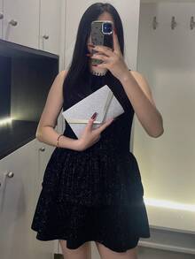 European And American Fashionable Simple Dinner Clutch Bag, Made Of High-Quality PU, Elegantly Designed For Noble Women, Single Chain Shoulder Bag And Crossbody Bag, Essential Wedding Items,Perfectly Matching With Graduation Dress, Prom Dresses, Perfectly Matching With Bridal Party, Best Choice Elegant Bag For Bridal Shower - Silver - View 7