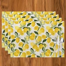 1 buc/4 buc/6 buc covorașe de masă din in cu imprimeu de lămâie, potrivite pentru masă, decor pentru toate anotimpurile, covorașe de masă moderne lavabile, decor pentru cameră, suporturi pentru pahare, covorașe de bucătărie, decorațiuni pentru petreceri de interior și exterior, decor pentru casă, cadou ideal - Multicolor - Vizualizare 13