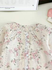 Humor Bear 2 件套女童时尚提花雪纺轻薄长袖上衣和阔腿裤套装，秋季