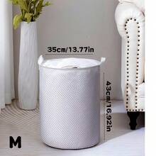 1 bucată, coș de depozitare clasic cu dungi, coș de depozitare multifuncțional pliabil, coș de depozitare ușor, depozitare articole diverse în sufragerie, depozitare haine de baie, coș de haine murdare, potrivit pentru sufragerie, baie și bucătărie, esențial pentru casă, depozitare zilnică, organizarea hainelor, accesoriilor, șosetelor și lenjeriei intime, depozitarea jucăriilor, depozitarea gustărilor. - Dungi gri - Vizualizare 3