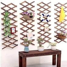 1 Piece Carbonized Wood Retractable Fence - Multi-Purpose Trellis For Climbing Plants, Decorative Outdoor Wall Panel, Solid Wood Grid For Flower And Lawn Fencing, Home And Garden Decor - Multicolor - View 7