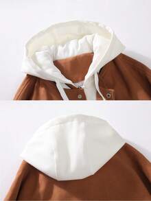 男士连帽抽绳前扣字母印花休闲长袖夹克，秋季