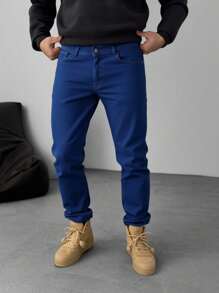 World JSM Silver Pantalon para Hombre de Mezclilla corte casual Slim con Stretch Mundo JSM Silver - Oscuro Azul - Ver 5