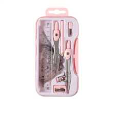 Un set de 9 instrumente de desen pentru elevi, rechizite de matematică și geometrie, inclusiv compas, rigle, triunghiuri, raportoare, rigle, ascuțitoare și creioane.