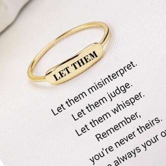 LET THEM Stainless Steel Ring - Minimalist Inspirational Jewelry With Bold "LET THEM" Text, Durable Everyday Motivational Gift For Women, Best Friend Birthday Or Anniversary Present