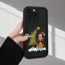 [Teléfono] Un teléfono móvil con... Un diseño de perro y árbol de dibujos animados, con textura de escalera y un acabado mate avanzado. Es popular, proporciona un agarre cómodo y es compatible con los modelos 16, 15, 14, 13, 12, 11, X, XR, XS, 8, SE, Plus y Pro. Es un excelente regalo tanto para hombres como para mujeres. - Negro - Ver 6