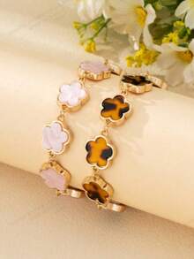 1 pieza Pulsera versátil y sencilla de trébol de la suerte de moda - Rojo - Ver 3