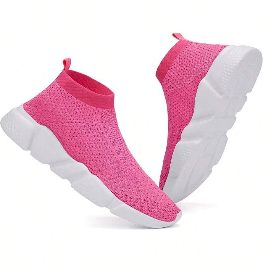 Women's Slip-On Tennis Walking Sneakers, Lightweight Breathable Comfort Gym And Work, Stylish Trainers, 2025 - 044-粉紅色 - 查看 1