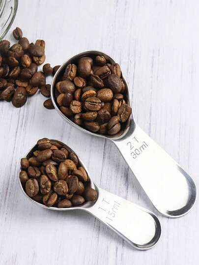 1 件不锈钢水滴形咖啡勺，15ml/30ml 量勺，适用于咖啡豆、粉末、烘焙、调味料