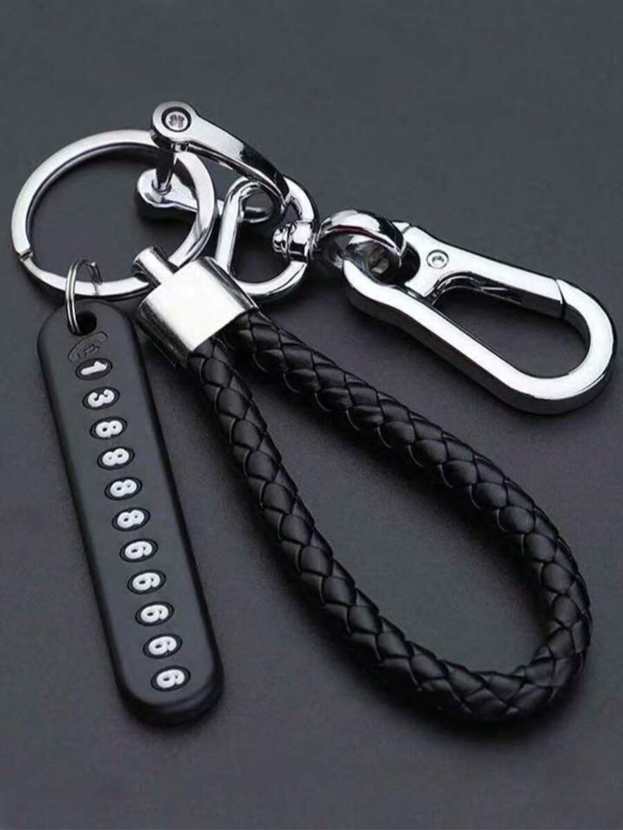 1pc Anti-Lost Car Keychain, Phone Number Card Keyring, Phone Number Plate, Lock Key Ring Auto Vehicle Key Chain, Car Accessories