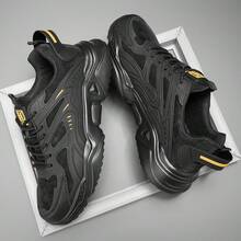 Zapatos deportivos para hombre 2025 Nuevos de otoño/invierno con parte superior de cuero, impermeables, suela blanda, ligeros, para estudiantes y jóvenes, zapatos de viaje y running con cordones, antideslizantes, versátiles, tallas grandes, amortiguación de impactos, para senderismo y casual, suela gruesa, de moda, duraderos y para todas las estaciones