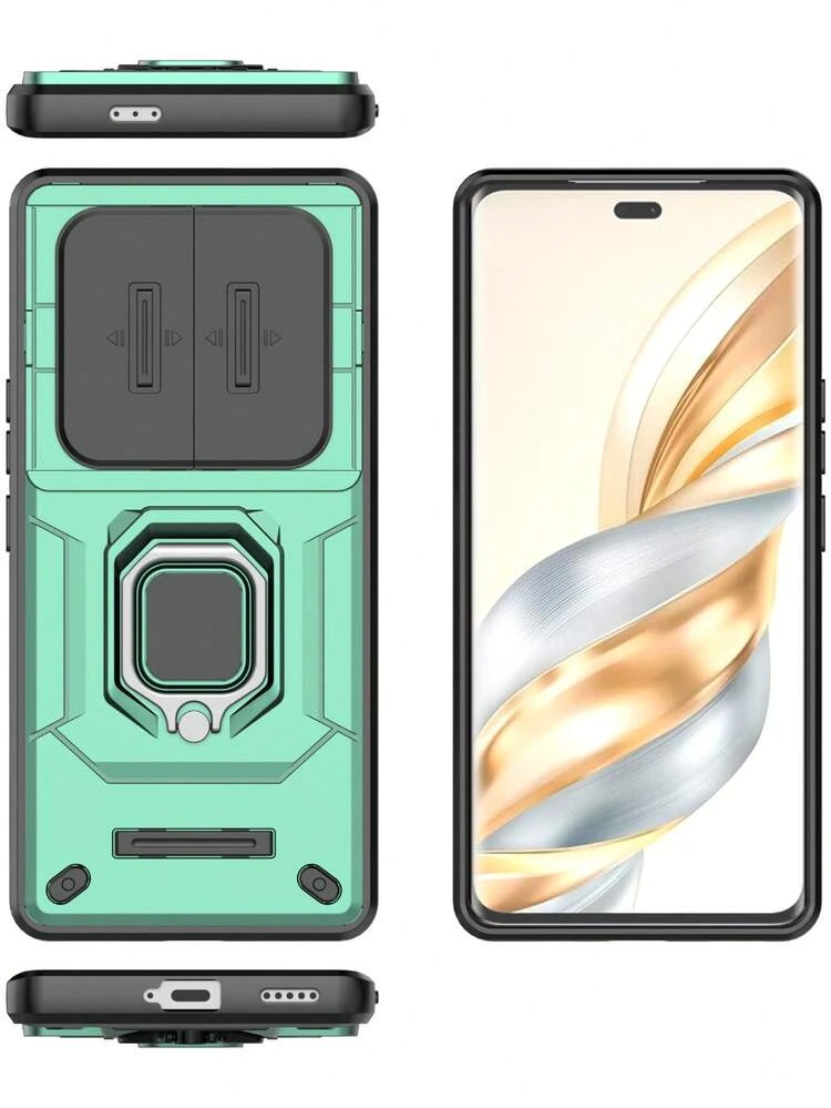 เคสโทรศัพท์ Honor X9C 5G พร้อมฝาปิดเลนส์แบบเลื่อนในตัว, ฝาครอบป้องกันแม่เหล็กกันกระแทกสองชั้น กันน้ำ กันตก ป้องกันรอยขีดข่วน - สีเขียว - ดู 1