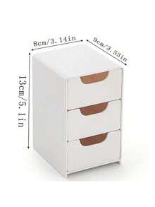 1 pieza Caja de almacenamiento de escritorio mini con 3 compartimentos, organizador de joyería, lápiz labial y cosméticos, caja de almacenamiento de cajones de 3 capas simple, caja de almacenamiento de sobremesa