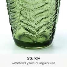 Green Drinking Glasses Set Of 4-12 Oz Hand Blown Vintage Drinking Glasses, Boho Aesthetic Antique Glassware, Colored Cute Glass Cups, Textured Highball Water Tumbler, Unique Retro Drinkware Gift - Highball - 查看 3