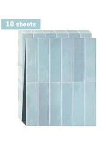 10/30pcs White Brick Pattern Self-Adhesive Tile Stickers, Easy To Peel And Stick Ceramic Tile, Waterproof Wallpaper Suitable For Living Room, Kitchen Backsplash, Bathroom, Zellige Style - Baby Blue - View 1