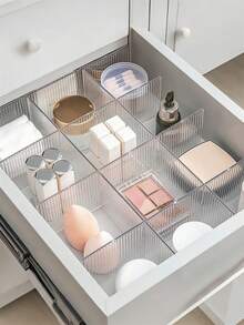 4pcs Simple Design Drawer Organizer Dividers, Plastic Transparent Makeup Storage Box, Dresser Organizer Partition Shelves, Adjustable Underwear & Socks Storage Box, Suitable For Home And Office - Clear - View 6
