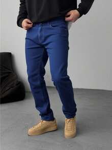 World JSM Silver Pantalon para Hombre de Mezclilla corte casual Slim con Stretch Mundo JSM Silver - Oscuro Azul - Ver 6