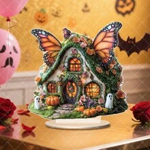 1/2/3 Pcs Butterfly House Desktop Ornaments Fairy Tale Style Multi-Purpose Acrylic Plaque 2D Flat Home Dormitory Office Desktop Supplies Bohemian Style Statue