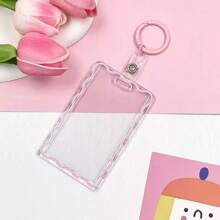 1 件带钥匙扣的卡夹 B 级可爱简约亚克力身份证夹霓虹透明适用于办公室身份证徽章卷轴驾驶执照和通行证 - 彩色 - 查看 12