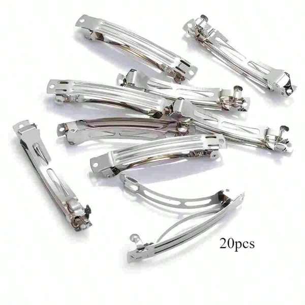 20/50pcs Blank Automatic Hair Clips, Stainless Steel Casual Hair Clips DIY Jewelry Making Supplies