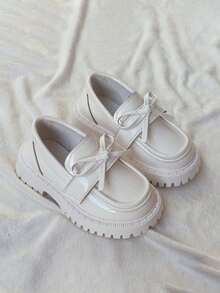 1 双女童浅口可爱公主平底皮鞋，透气软底防滑百搭儿童鞋，婴幼儿易穿脱步行鞋，适合春、夏、秋季 - 米色 - 查看 6